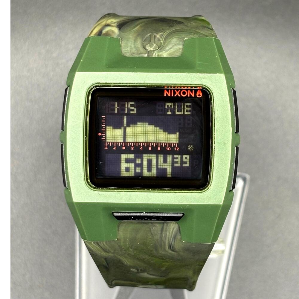 Nixon Lodown II Green Camo Digital Tide Watch Surf 100M